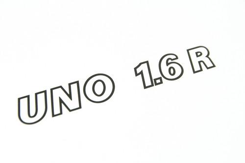 Adesivo Emblema Fiat Uno 1.6r Tampa Traseira Preto Dx1364