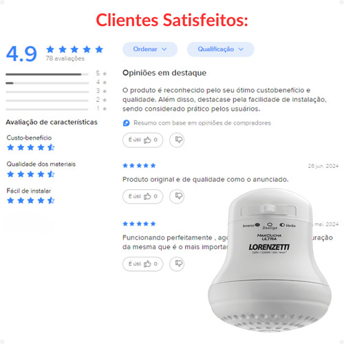 Chuveiro Elétrico Lorenzetti Maxi Ducha Ultra 3t