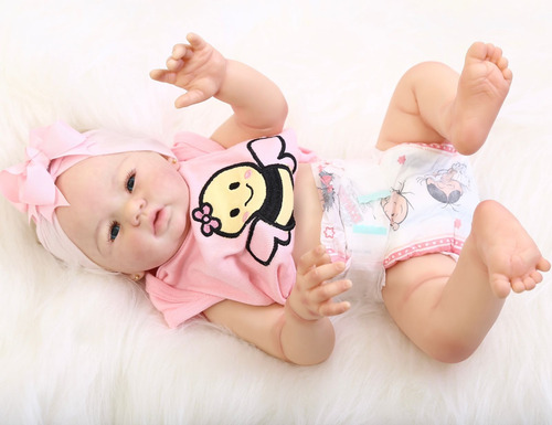 Boneca Bebê Reborn Abigail 50cm Corpo Silicone Realista Lu