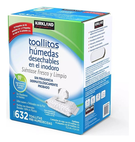 Toallitas Húmedas Desechables En El Inodoro Kirkland 632 Pzs