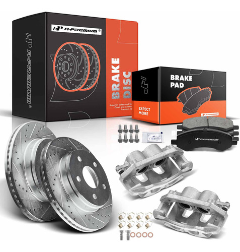 Kit Rotor Freno Disco Perforado Ranurado Pinza Para Dodge 8