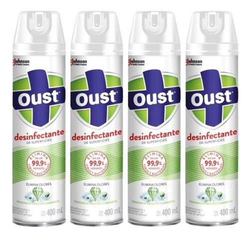 Oust Aerosol Desinfectante En Spray 4 Cajas Con 12 Pzas C/u