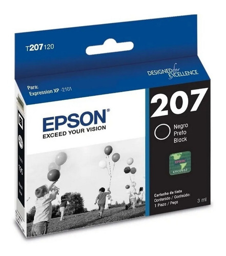 Imagen 1 de 1 de Cartuchos De Tinta Epson 207 T207 Negro Xp-2101 Original