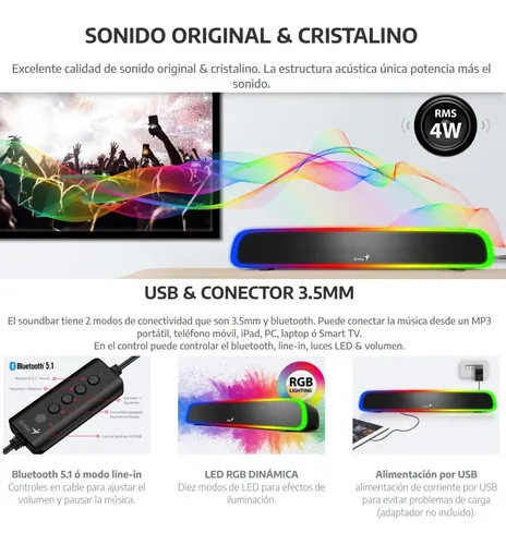 BARRA DE SONIDO GENIUS 200BT RGB