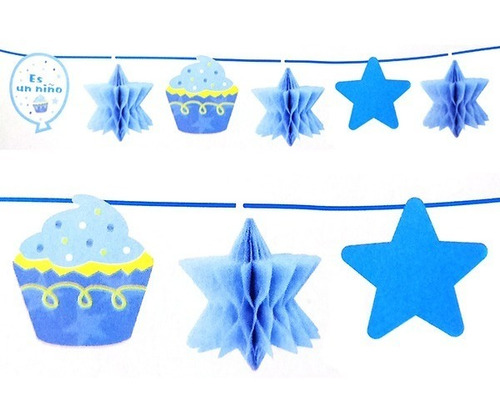  Guirnalda Baby Shower Cupcake/estrella Celeste X1 Uni