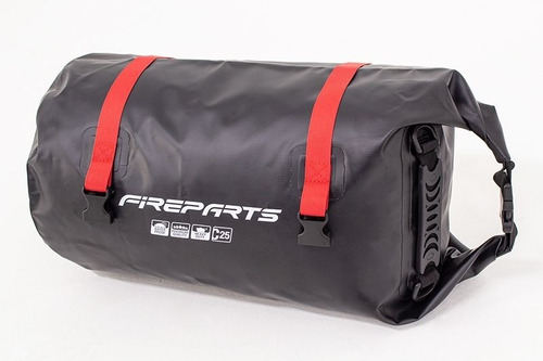 Imagen 8 de 9 de Maleta Moto Impermeable Drybag Fire Parts Negra 25 Lts
