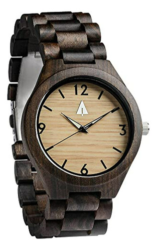 Reloj De Madera De Ébano Negro Treehut Para Hombres Con Corr