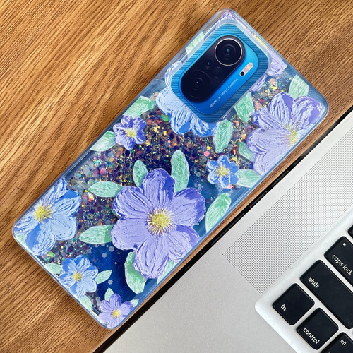 Funda Premium Flor Glitter Liquido Para Xiaomi Mi 11t Pro