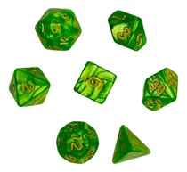 Comprar Set De 7 Dados Juegos De Rol - Verde Limon Marmoleado