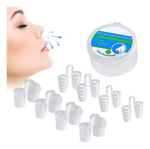 Kit 8 Anti Ronquido Tapon Nasal Silicona Mejora Respiracion