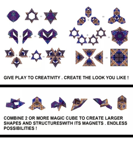 Cubo Mágico Antiestrés 72 Formas Figuras Diferente Magnético Multicolor