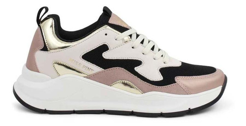 Tenis Color Negro Y Rosa Para Mujer Urbano Tipo Piel Vazza