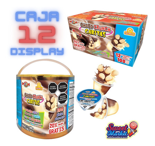 Choco Crunch Caritas 100 Pzas Caja 12 Displays 1200 Pzas