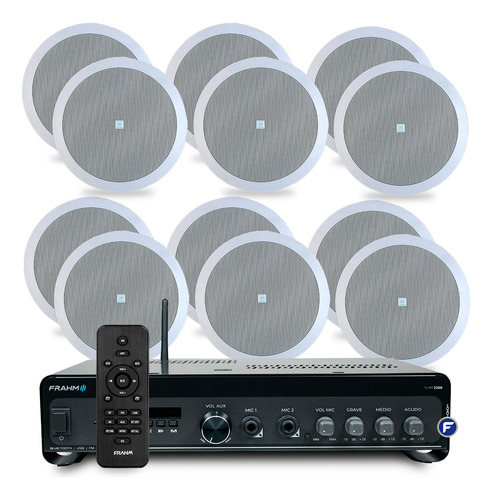 Som Ambiente Academia Optical Bluetooth + 12 Arandelas Jbl