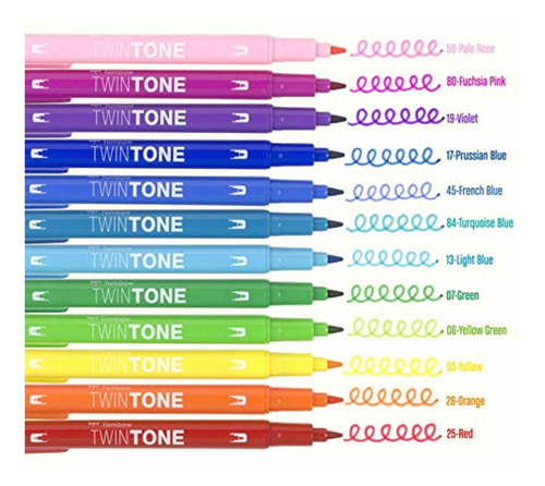 Tombow 61526 Juego De Marcadores De Doble Tono, Arcoíris,