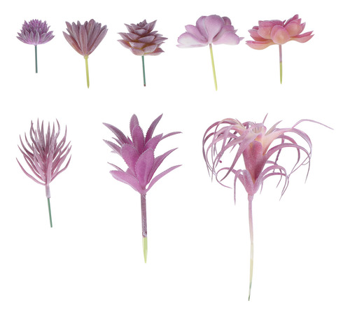 Set De 8 Plantas Suculentas Artificiales Violetas Para Decor