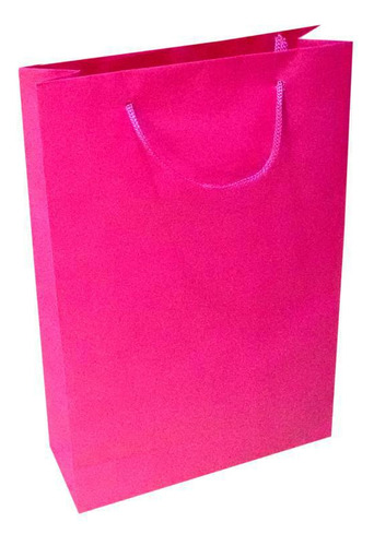 Sacolas Papel Rosa Pink 30 Unid. | 25x17x6cm | Alças Nylon