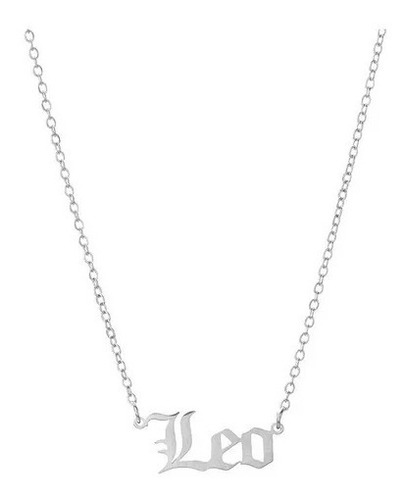 Collar Leo Plateado Signo Del Zodiaco Letras Góticas