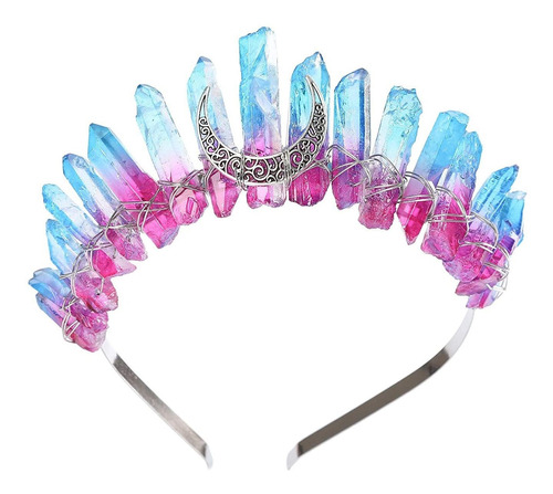 Diadema De Sirena Con Corona De Cuarzo Y Diamantes De Imitac