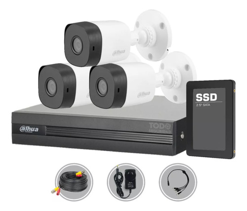 Kit Seguridad Dahua Cctv Dvr 4ch + 3 Camara 2mp 1080p +disco
