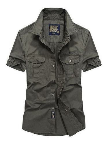 Camisa Militar De Hombre De Talla Grande