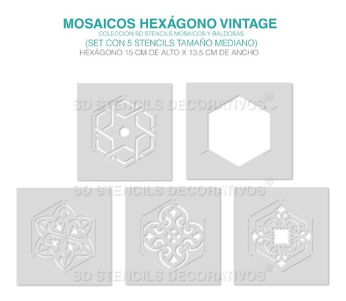 Imagen 6 de 6 de Stencil Set Mosaicos Hexágo Plantilla Decorativa Para Pintar