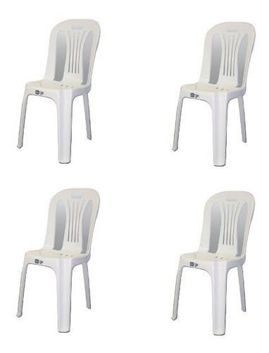 Silla Plástica Blanca Apilable Antideslizante X4u.(cod.6354)