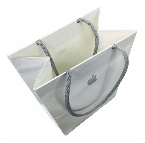 Bolsa De Carton Blanco Apple Original C/cordon Gris 