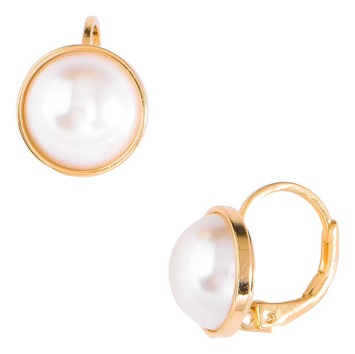 Aretes Nice De Perlas Con Baño De Oro 18 Kilates