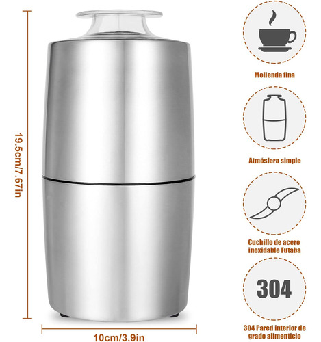 Molinillo Café Eléctrico Acero Inoxidable Amoladora Portátil