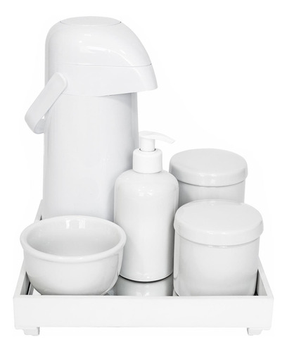 Kit Higiene Completo Branco Porcelanas Garrafa Térmica Bebê
