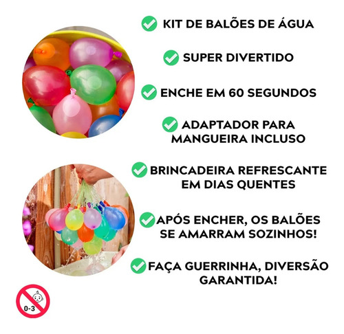 Balões De Água Guerrinha De Bexiga Colorido Enche Fácil 37un