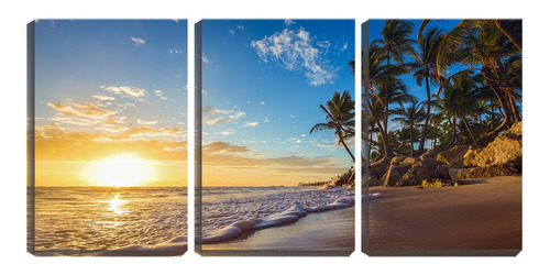 Quadro Canvas 30x66 Espumas Densas Na Praia