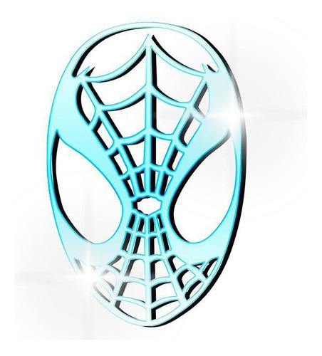 Acrílico Decorativo Espelhado Máscara Do Homem Aranha Azul