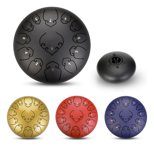Tambor Handpan Con Lengüeta De Acero, 13 Notas, 12 Pulgadas,