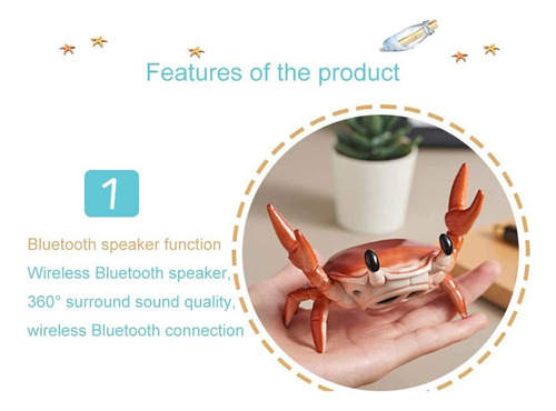 Mini Cangrejo Forma Bluetooth Bocina Teléfono Móvil /