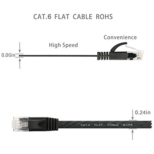 Ethernet 6 1 Pie Color Negro Plano Red Internet Duradero K4