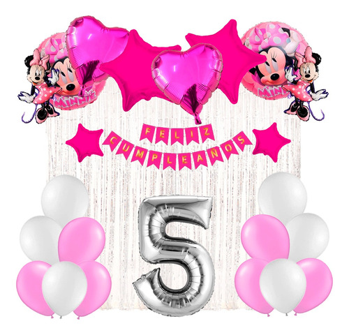 Combo Kit Deco Fiesta Cumpleaños Globos Minnie