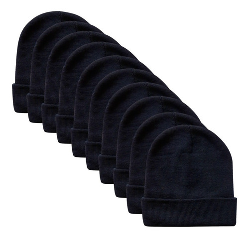 Imagen 1 de 5 de Gorro Beanie De Lana Adulto Con Doblez Pack 10 Unidades