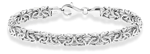 Miabella Pulsera Bizantina Italiana De Plata De Ley 925 Para