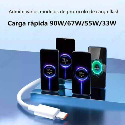Allaceryvva® 90w Cargador Turbo Rapida 6a Type C para Xiaomi/Poco/Redmi Para Poco X7 Pro/Poco F6 5G Charger de 90 W/67 W/45 W/33 W/18 W