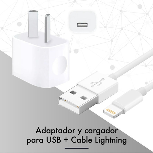 Imagen 2 de 10 de Cargador Usb + Cable Lightning Compatible iPhone