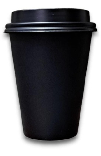 Vaso Papel Color Negro Y Tapa 12oz Pack Blackout C/500pzs Negro
