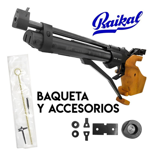 Imagen 4 de 10 de Pistola Tiro Deportivo Baikal 4,5 Aire Comprimido Precisión