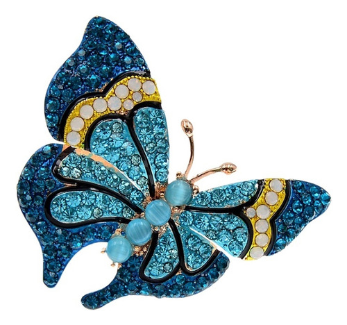 Calidad Broche Mariposa Azul Con Diamante Agua For Mujeres