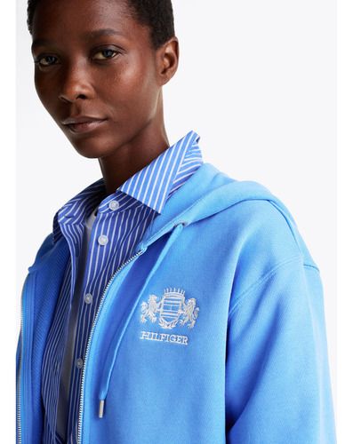 Polerón Hoodie Logo Con Cierre Celeste Tommy Hilfiger