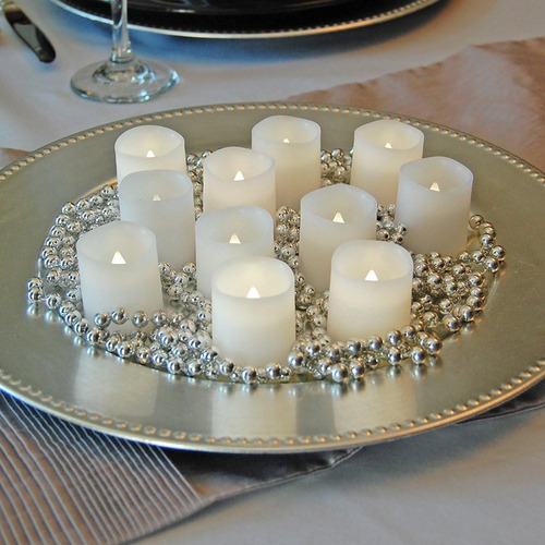 Velas Votivas A Pilas, Color Blanco, Juego De 12