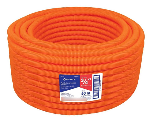 Poliducto Tubo Corrugado Flexible 50 Metros Tipo A Naranja