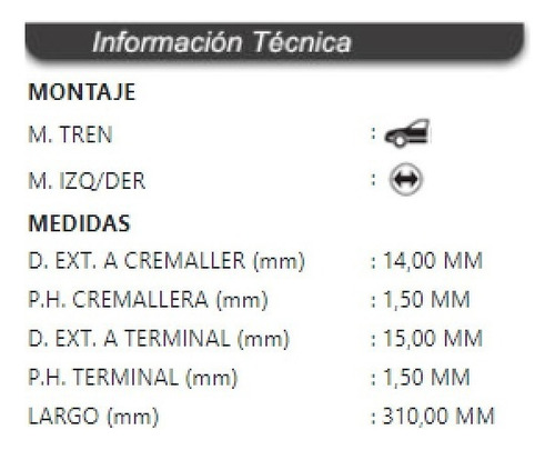 Terminal Axial Delantero Toyota Hilux 2004-2017