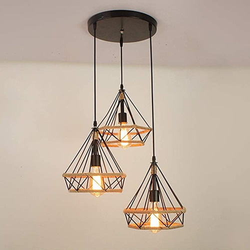 Lámpara Colgante Triangular Rustica Incluyen Focos